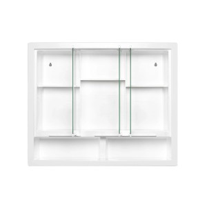 Weißer Jokey Spiegelschrank Ergo (61,8x51cm) mit drei Türen und offener Ablage für Bad oder Gäste-WC.