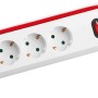 Weiße 4-fach Steckdosenleiste mit USB-A und USB-C Anschlüssen, 1,4 m Kabel und Schalter.