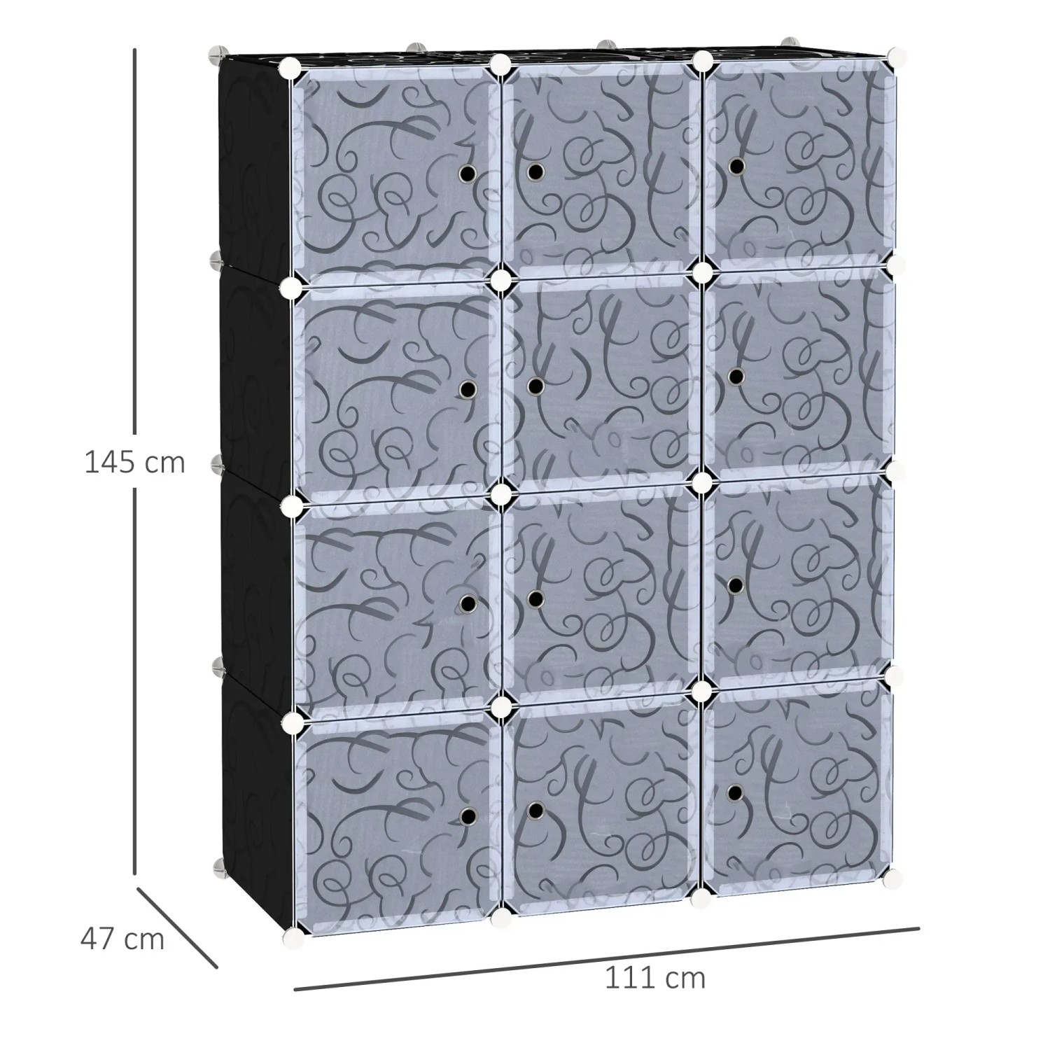 HOMCOM DIY Kleiderschrank, Kunststoff/Metall, schwarz/weiß, 111x47x145cm. Flexibel anpassbarer Schrank.