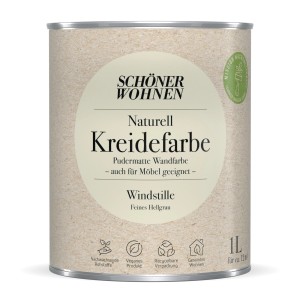 Dose Schöner Wohnen Kreidefarbe Naturell Windstille, hellgraue Wandfarbe für Innenräume.