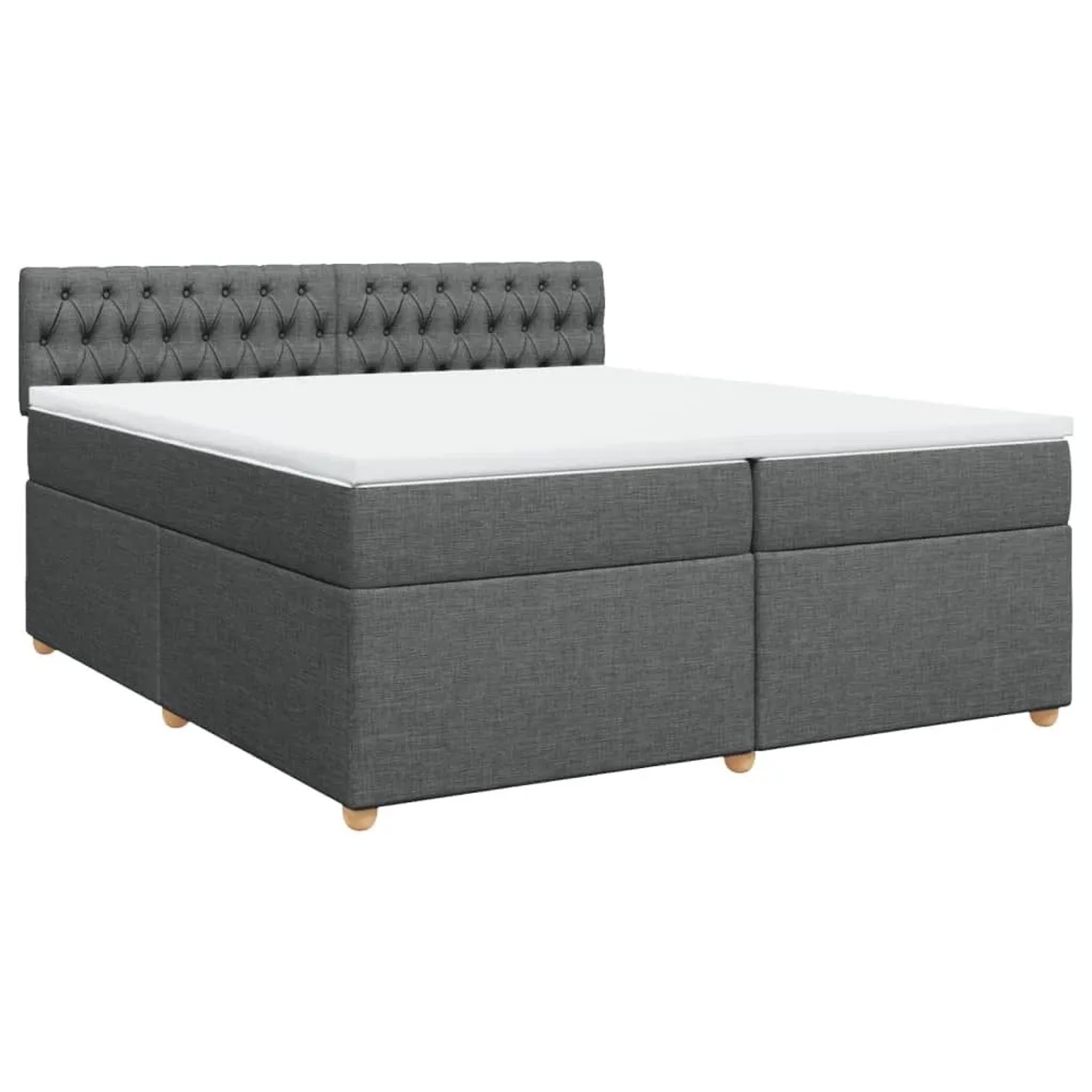 vidaXL Boxspringbett mit Matratze Dunkelgrau 200x200 cm Stoff 3289095