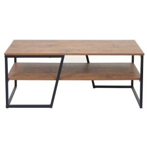 MCW Couchtisch A27, 46x110x60cm, Wohnzimmertisch mit Ablage, Holzoptik und schwarzem Metallgestell.