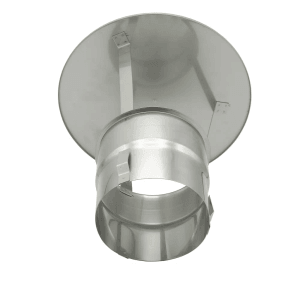 Edelstahl Kaminhaube mit Einschub für Schornstein, Schutz vor Regen und Wind.