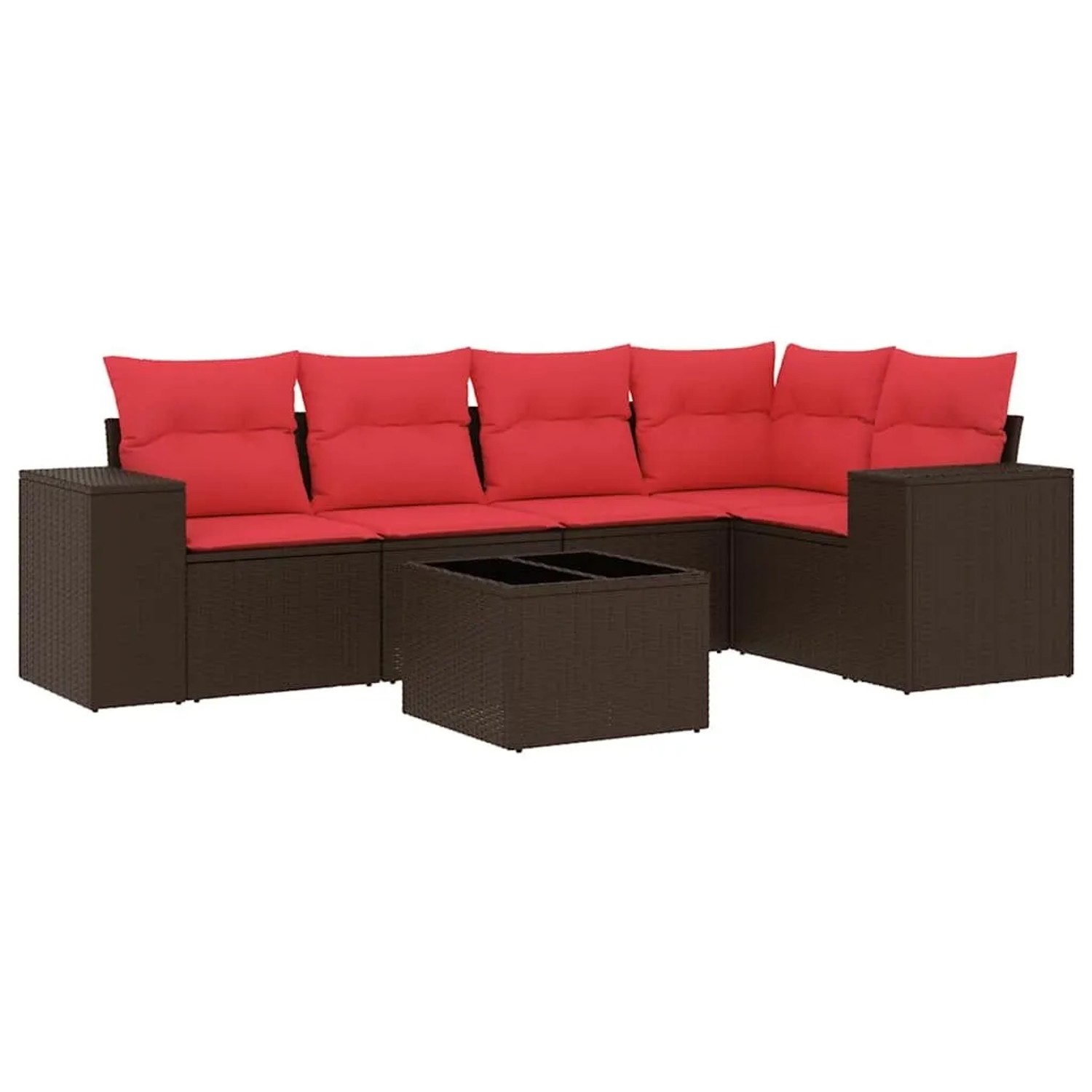 Thumbnail - vidaXL 6-Tlg Gartensofa-Set mit Kissen Braun Polyrattan 3222543