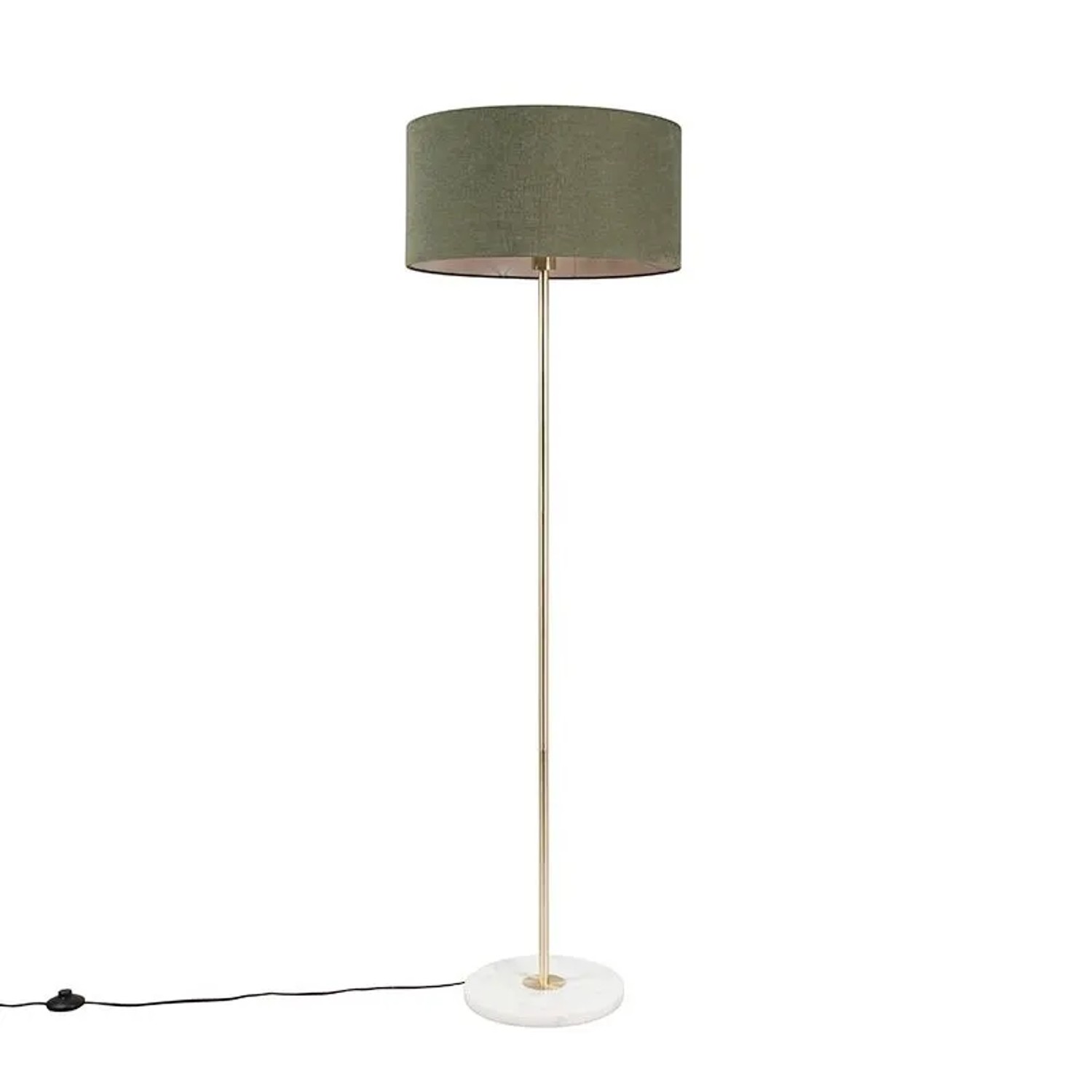 QAZQA Messing Stehlampe mit Grünem Schirm 50 cm Kaso