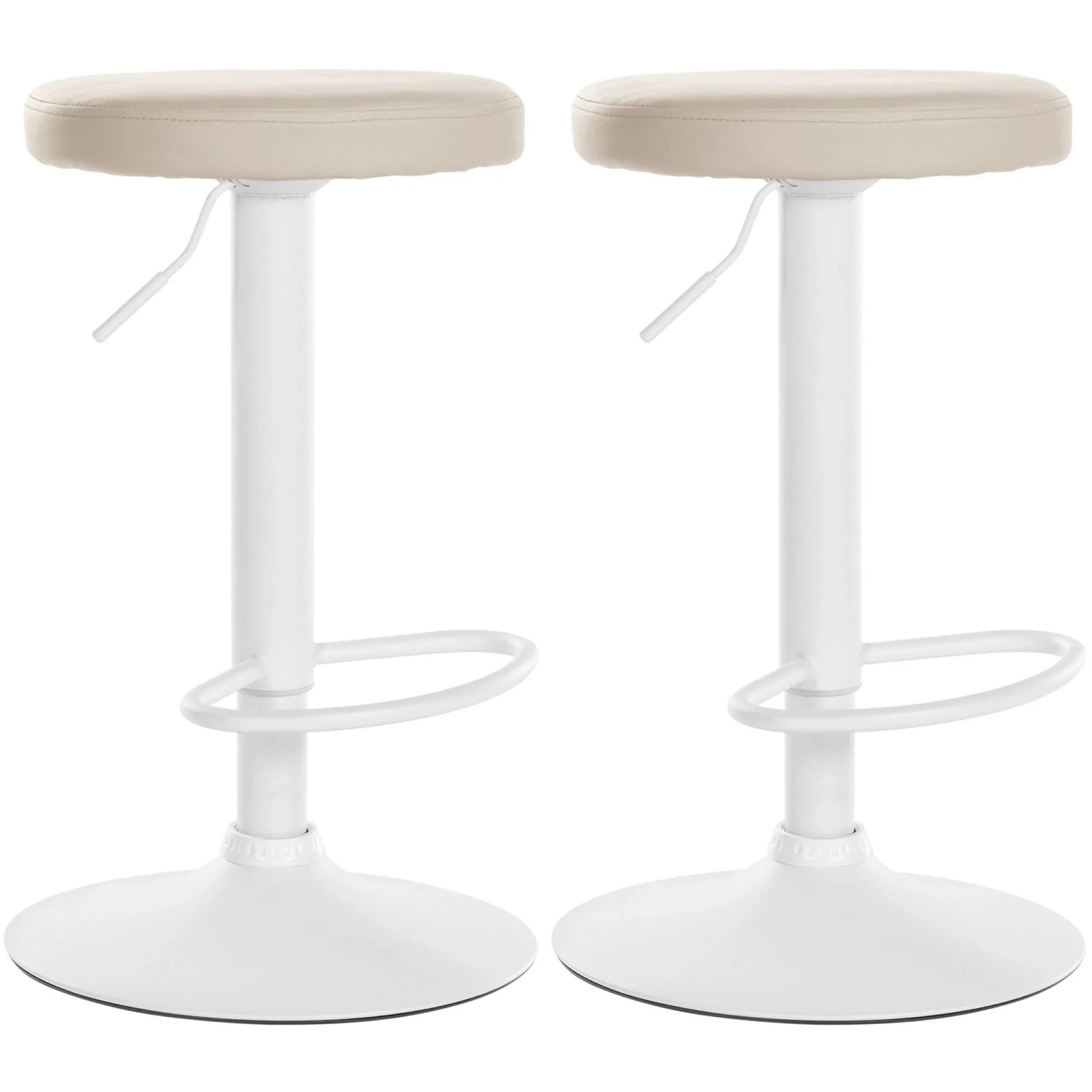 CLP 2er Set Barhocker Ponte Kunstleder Metall Matt Weiss/Creme