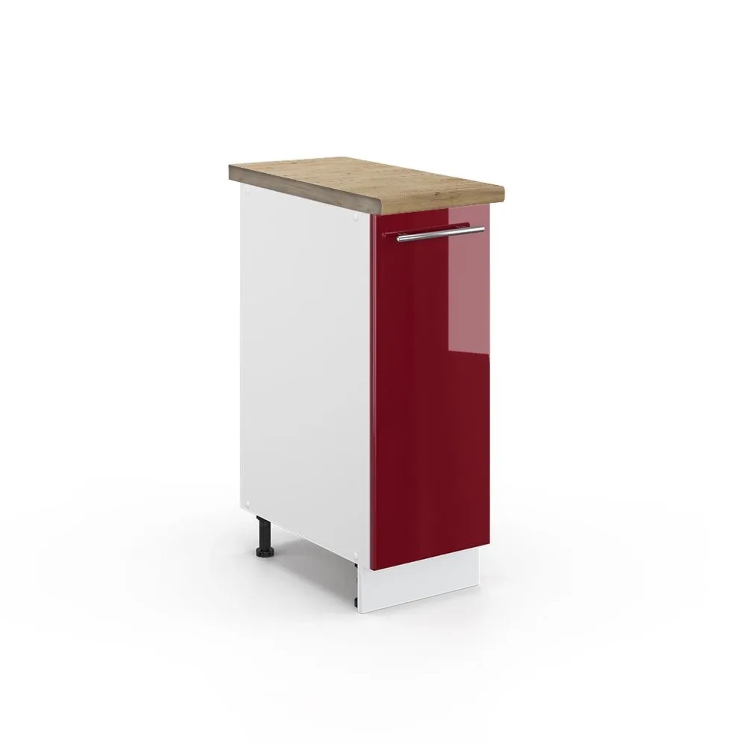 Vicco Apothekerschrank Fame-Line Bordeaux Hochglanz Weiß 30 cm AP Eiche
