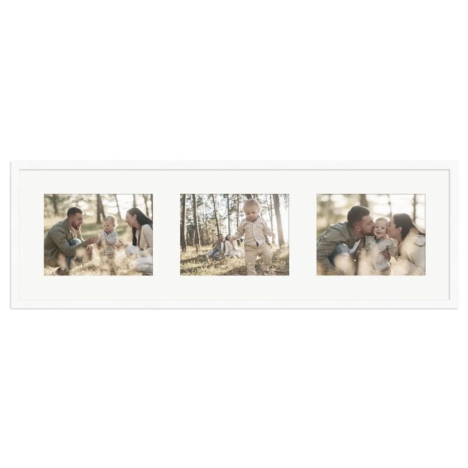 WANDStyle Galerierahmen G950 in Weiß Gemasert 25 x 80 cm für 3 Bilder im Format 15 x 20 cm