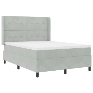 vidaXL Boxspringbett mit LED-Lichtleisten Hellgrau 140 x 200 cm Samt 3343868