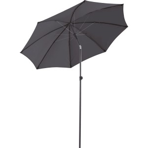 Anthrazitfarbener Marktschirm, Ø 200 cm, mit Neigungsfunktion für optimalen Sonnenschutz.