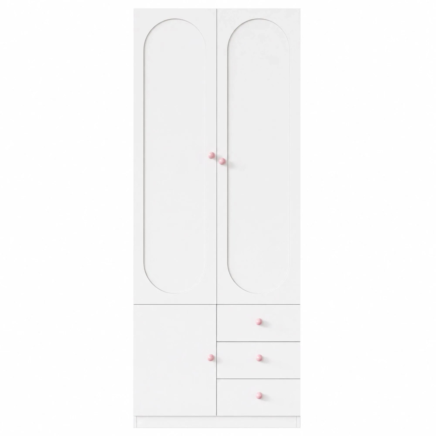 Merax Kinderkleiderschrank 80x50x200 cm Weiß 2 Türen Schubladen Kleiderstange