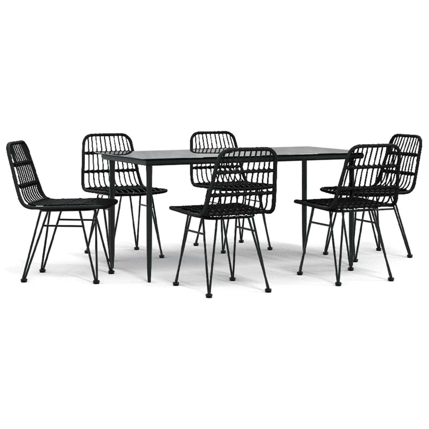 vidaXL 7-Tlg Garten-Essgruppe Schwarz Poly Rattan 3157884