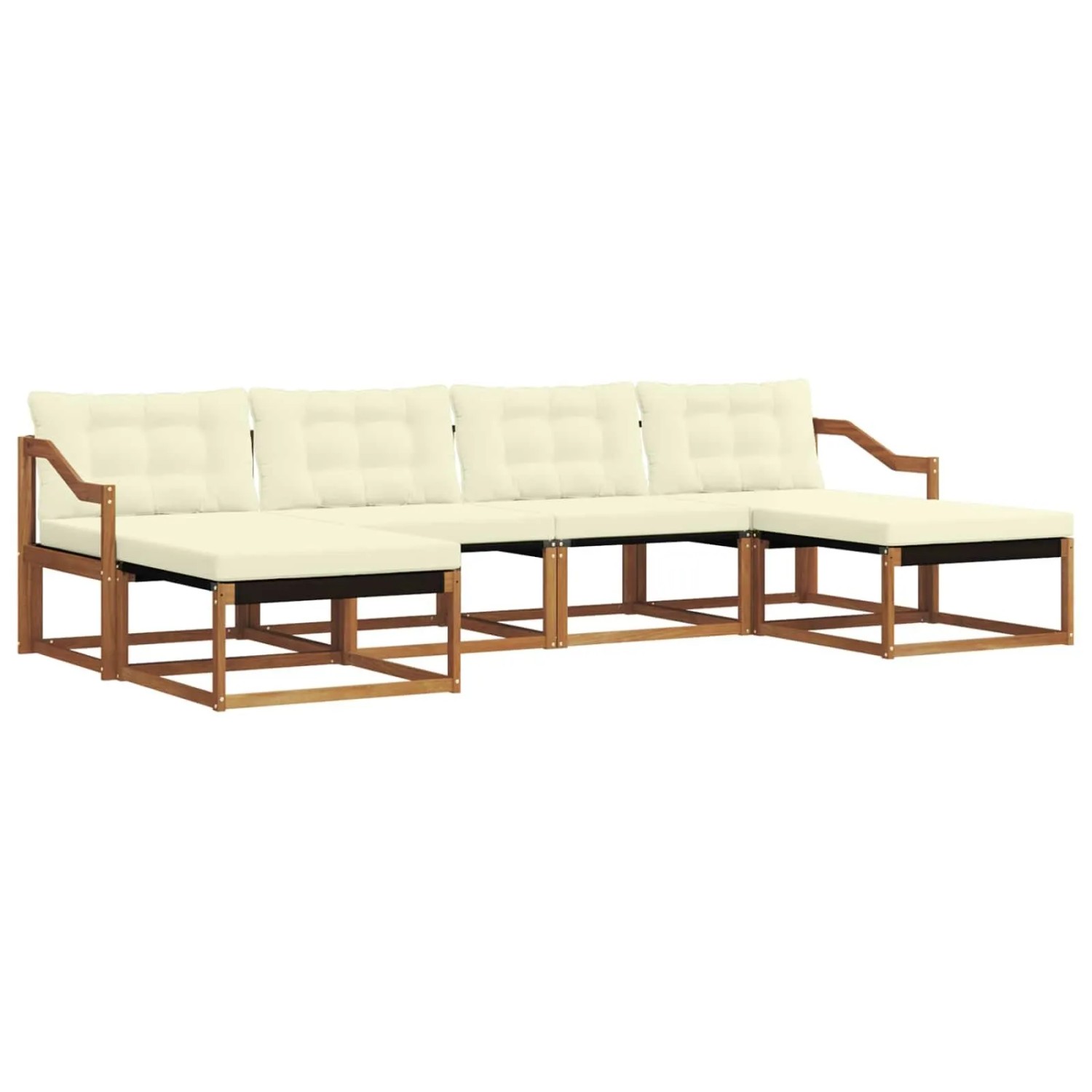 vidaXL Outdoor-Sofagarnitur mit Kissen 6-Tlg Natur und Creme 3369729