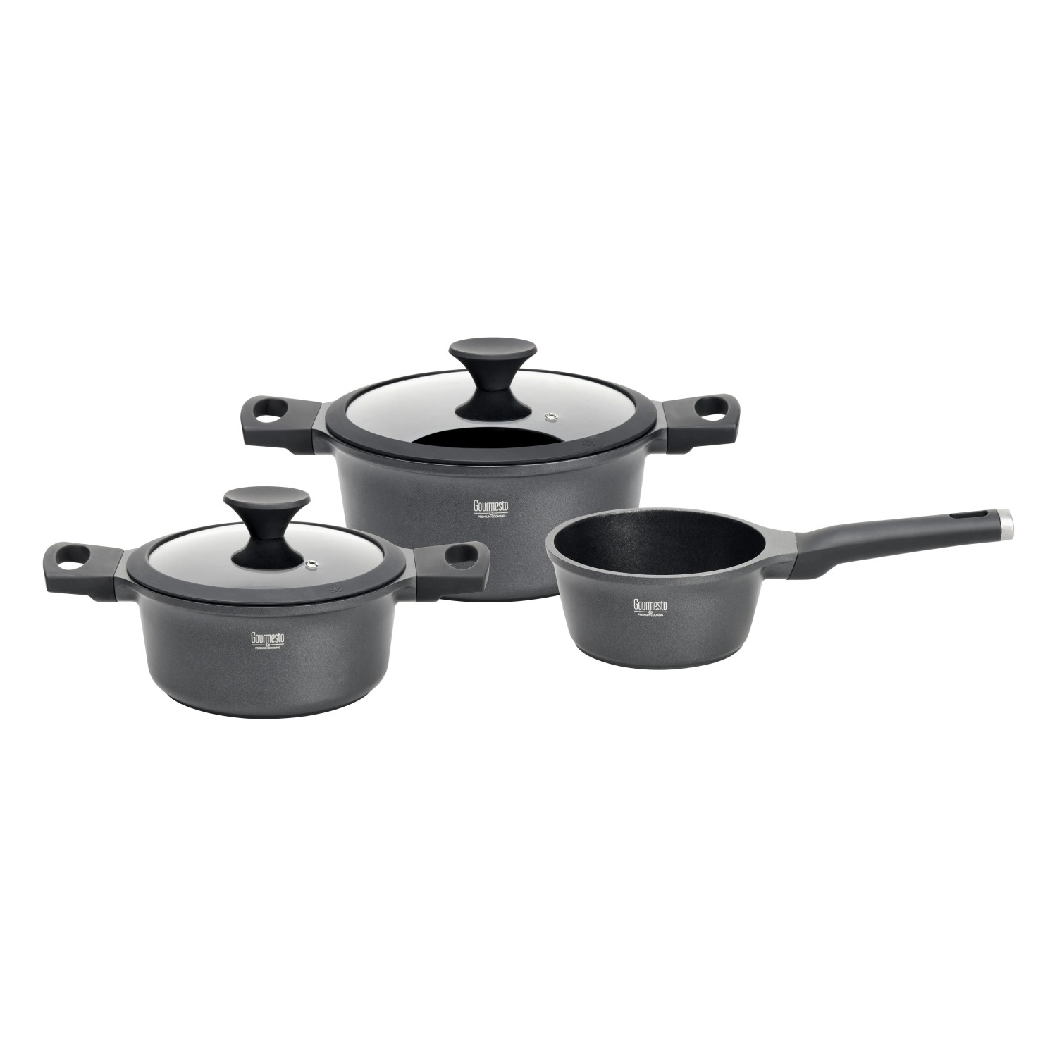 Gourmesto Kochtopfset Black Line Schwarz, 3-teilig