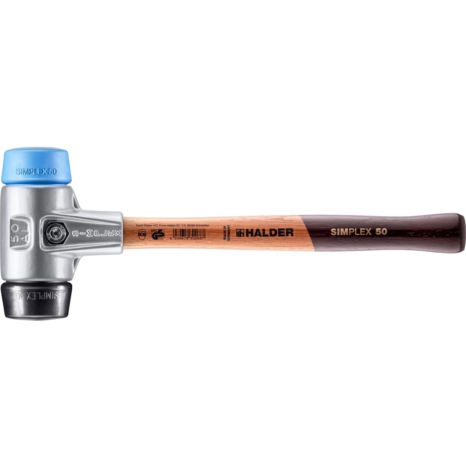 Halder Simplex Schonhammer Ø 50 mm TPE-soft Blau   Gummi Schwarz mit Alumin günstig online kaufen