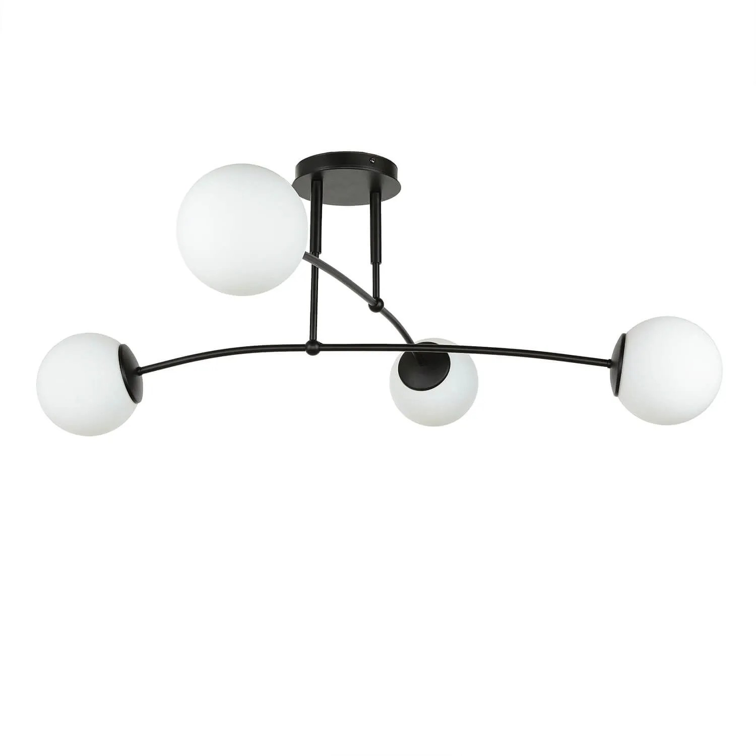 EASYLIGHT Deckenlampe Metall Glas E14 Schwarz Weiß 4-Flammig