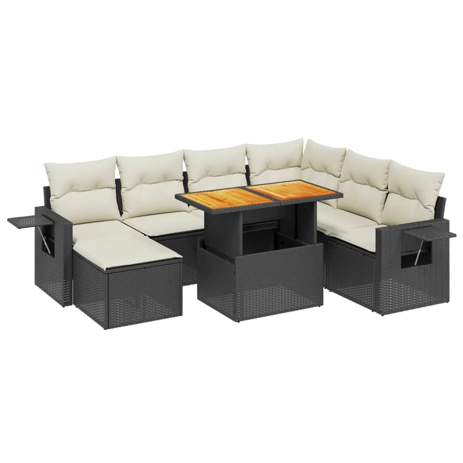 vidaXL 8-Tlg Garten-Sofagarnitur mit Kissen Schwarz Poly Rattan 3275716 günstig online kaufen