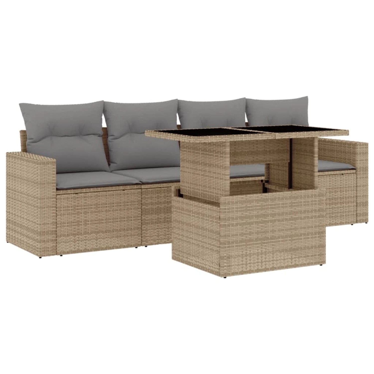 vidaXL 5-tlg Garten-Sofagarnitur mit Kissen Beige Poly Rattan Modell 236 günstig online kaufen