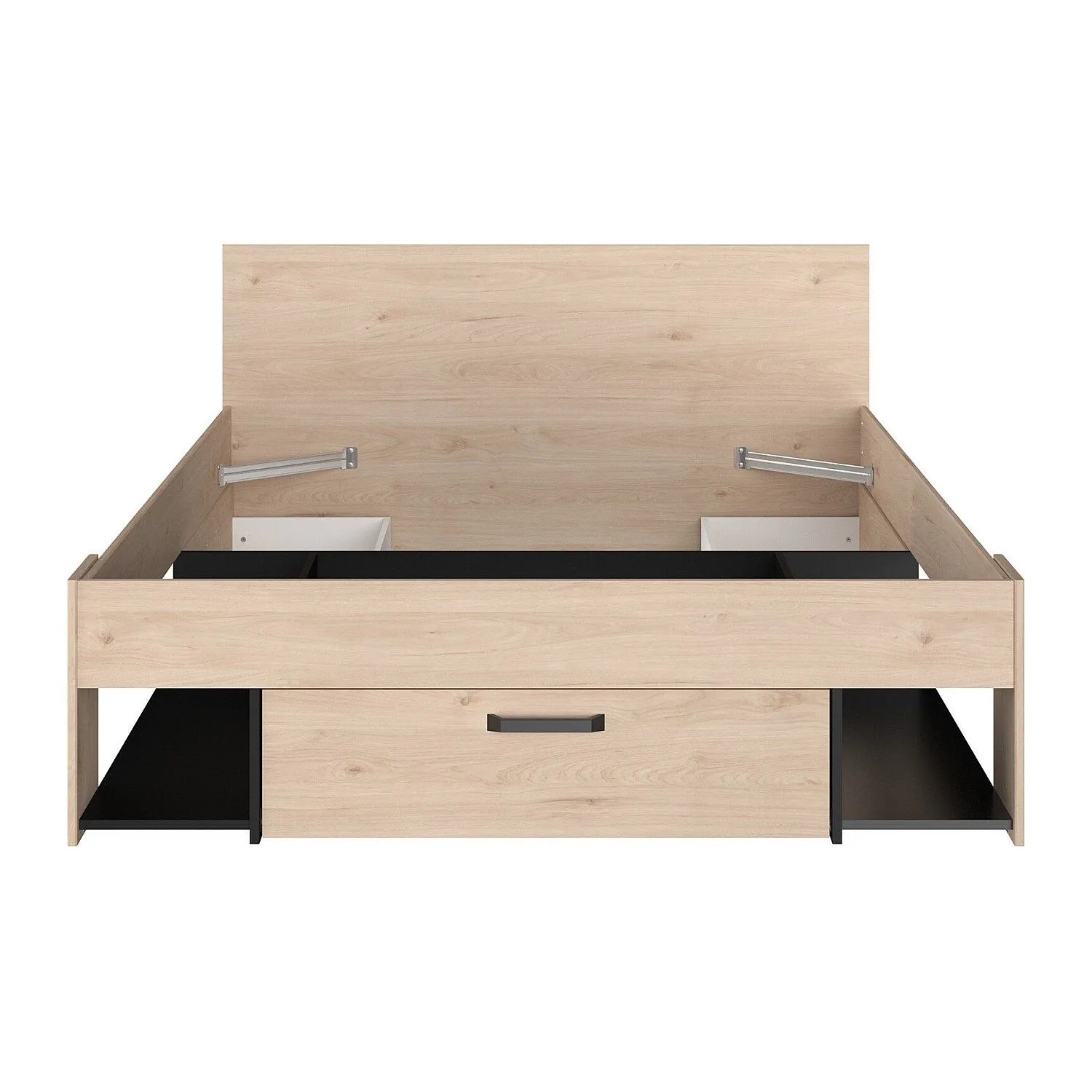 Vente-unique Bettrahmen Kinselia Schwarz  Naturfarben Hell 146 cm