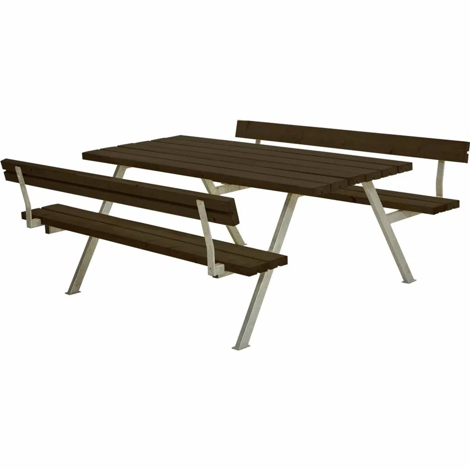 PLUS Gartenmöbel Sitzgruppe 177 cm Klappbar Schwarz mit 2 Rückenlehnen Holz
