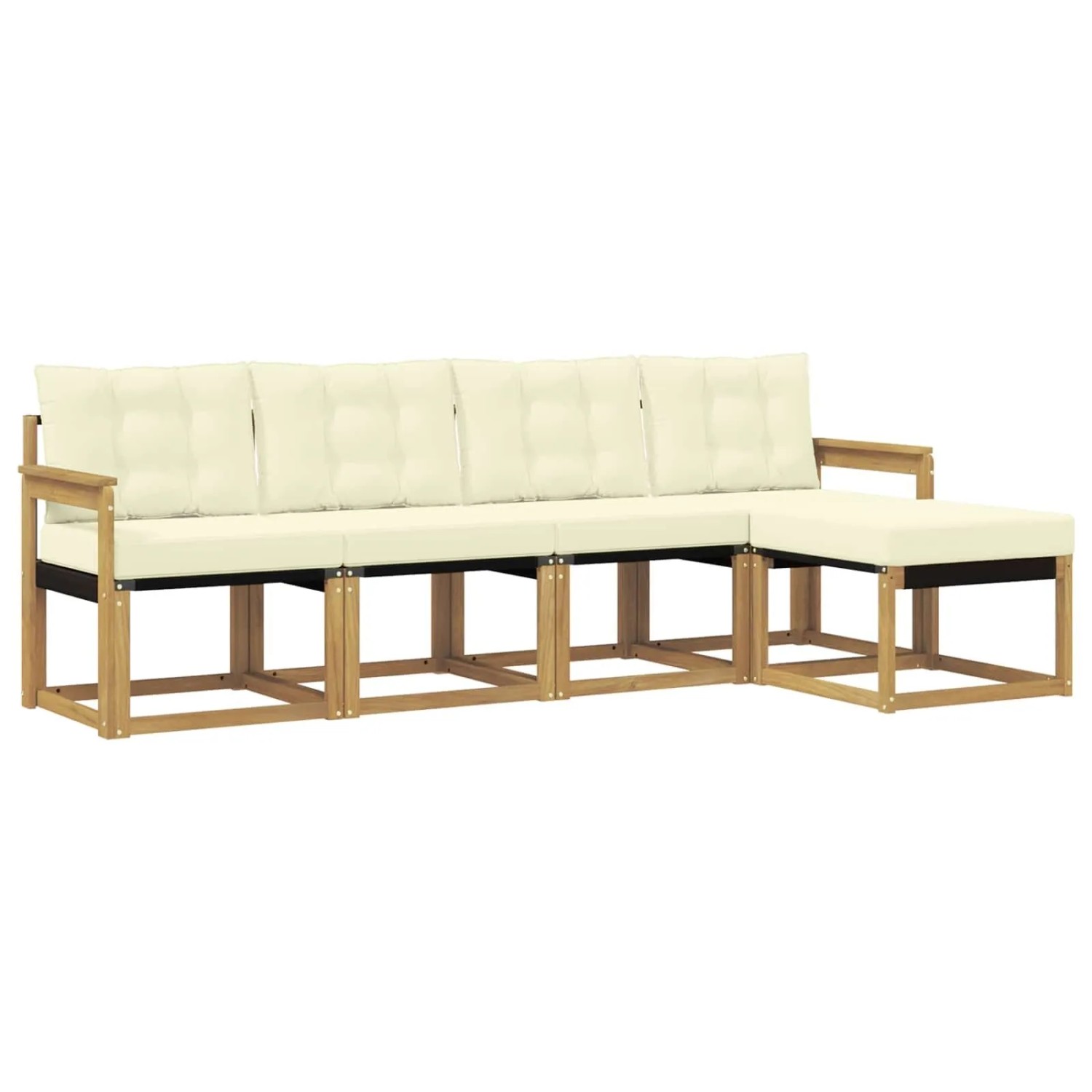 vidaXL Outdoor-Sofagarnitur mit Kissen 5-Tlg Weiß und Creme 3389372