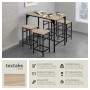 Tectake Bartisch-Set Edinburgh, 5-teilig, mit Tisch und 4 Hockern in Holz Sonoma und schwarzem Stahl.