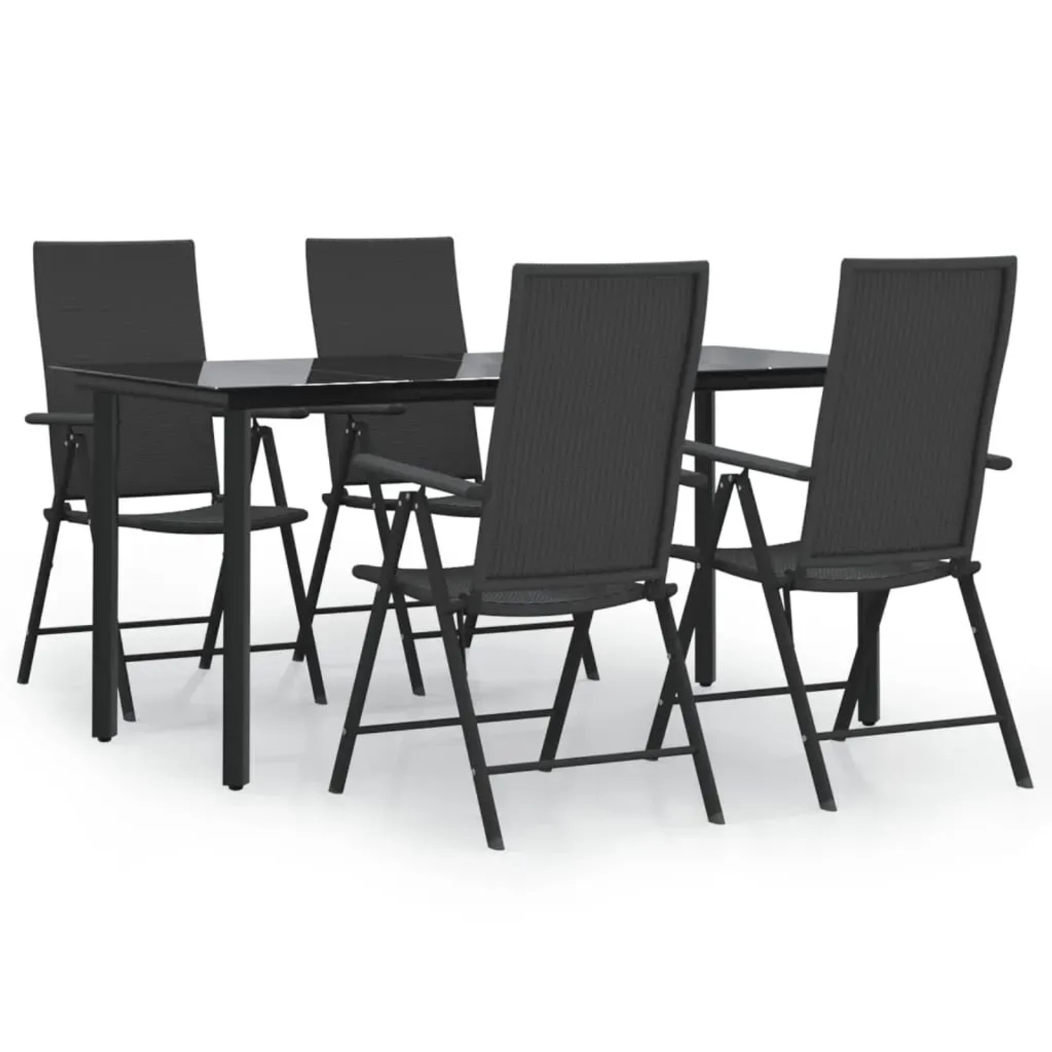 vidaXL 5-Tlg Garten-Essgruppe Schwarz Poly Rattan 3156512