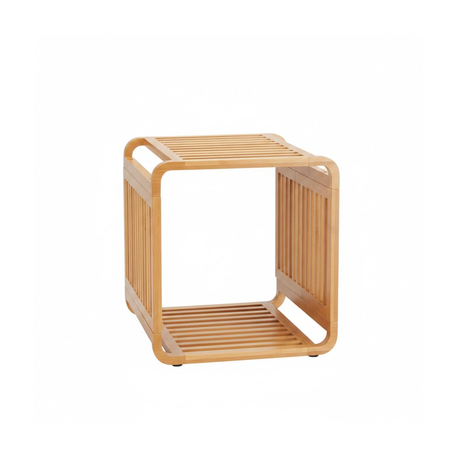 Relaxdays Regal Bambus Natur Mit 2 Ablagen 33 cm x 33 cm x 33 cm