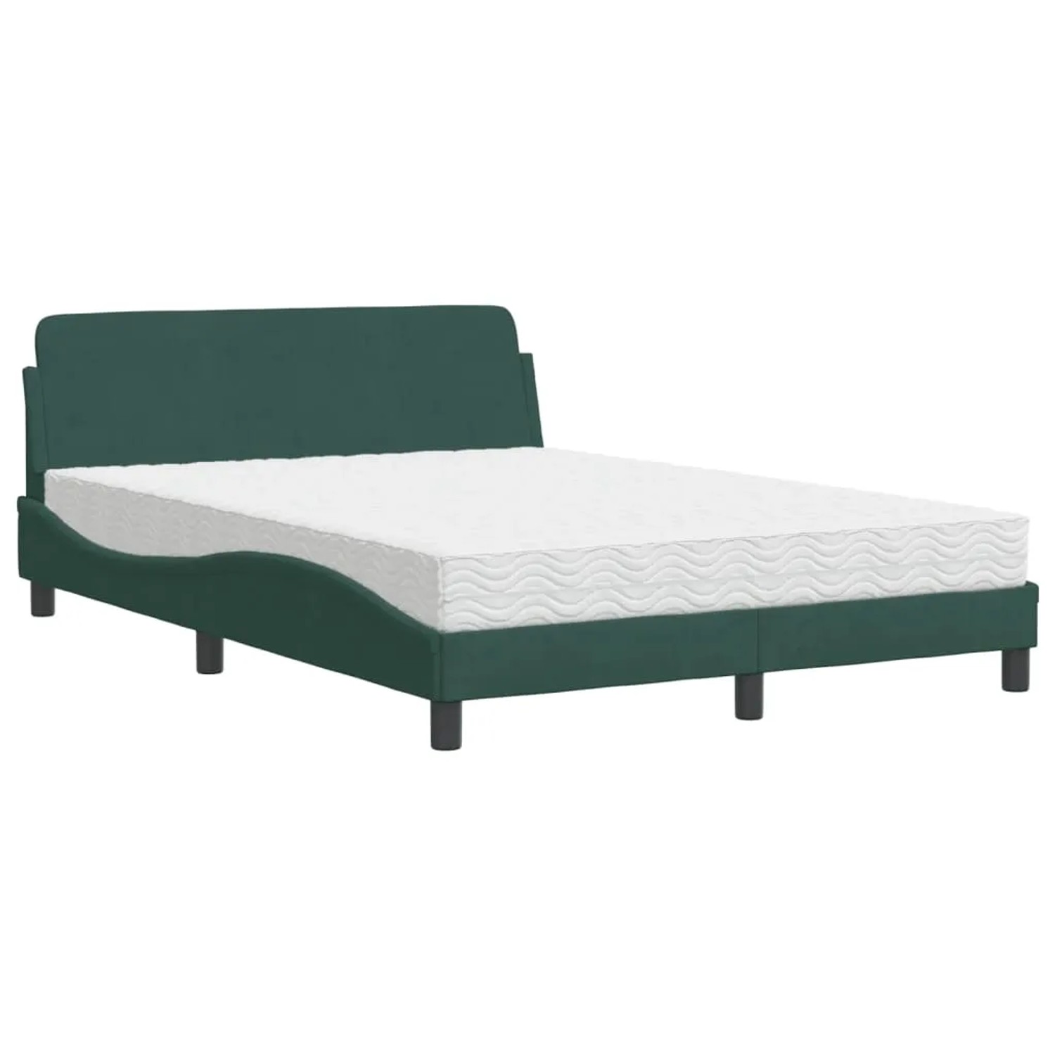 vidaXL Bett mit Matratze Dover Dunkelgrün 140x190 cm Samt 3208394