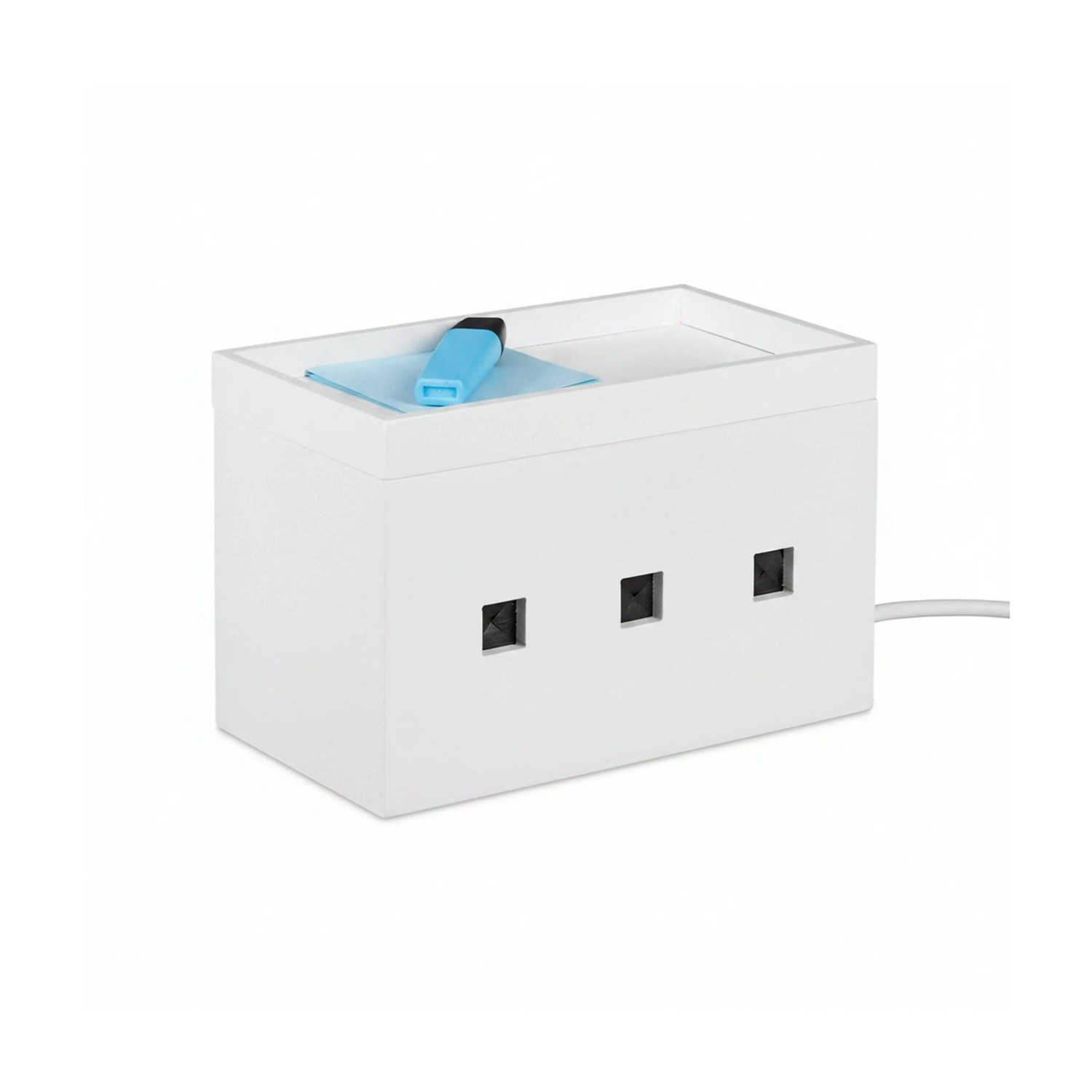 Relaxdays Kabelbox Bambus Weiß mit Deckel 16,5 cm x 25,5 cm x 14 cm 0,8 kg