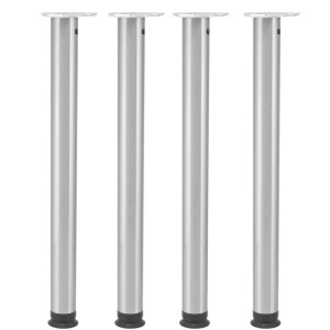 4er Set höhenverstellbare Tischbeine, rund, Edelstahl-Optik, 1100-1200 mm, für Tische, Theken und Arbeitsplatten.