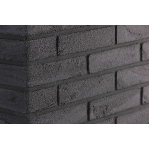 Nahaufnahme: Elabrick Eckverblender Madagaskar, grau-anthrazit, für Innen- und Außen.