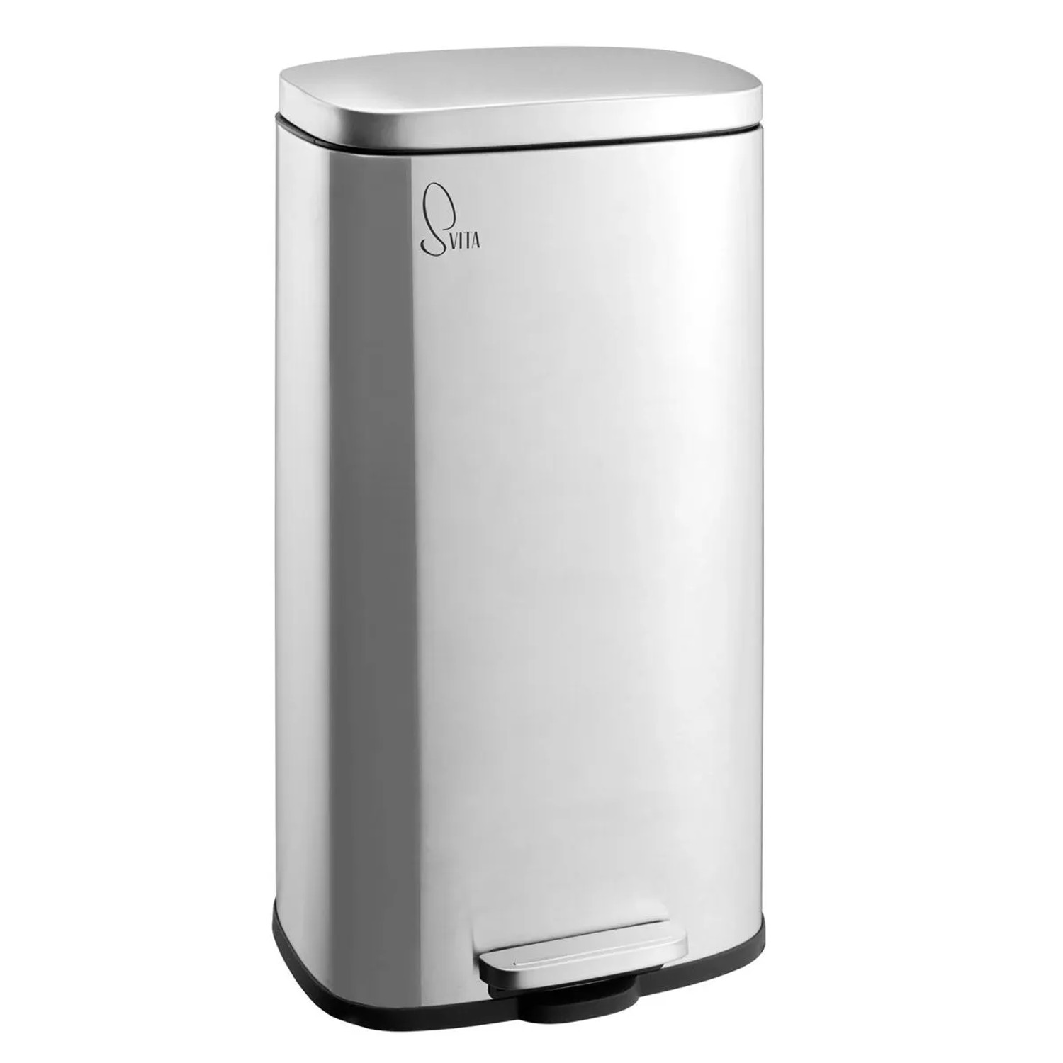 Svita TQ30 Mülleimer 30L Treteimer Abfallbehälter Softclose Deckel Silber