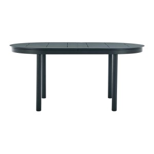 Ausziehbarer Gartentisch Lottys in Anthrazitgrau, oval, aus Aluminium. Ideal für 4-6 Personen.