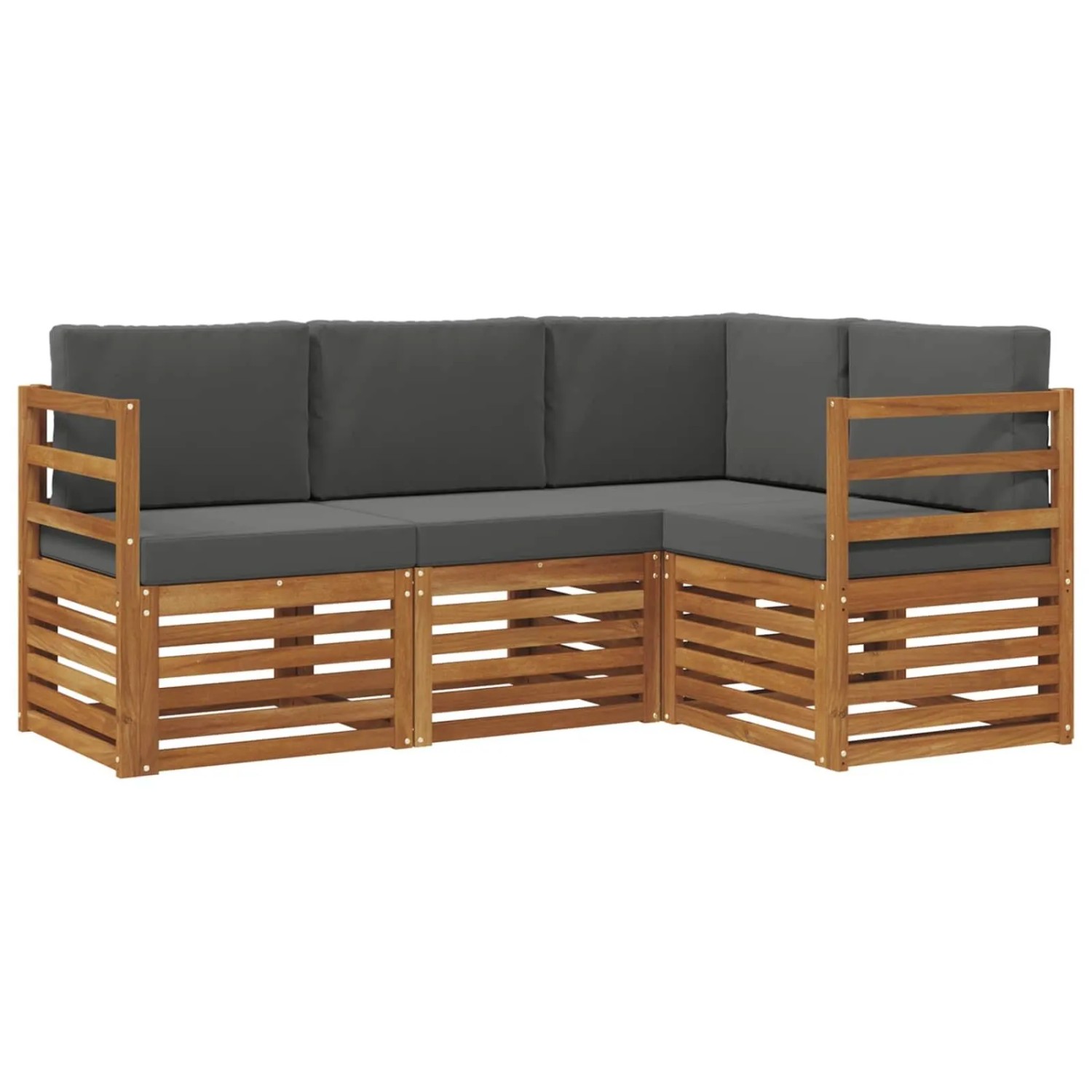 vidaXL Sofagarnituren 4 Tlg Natur und Anthrazit Massivholz Akazie 3374712