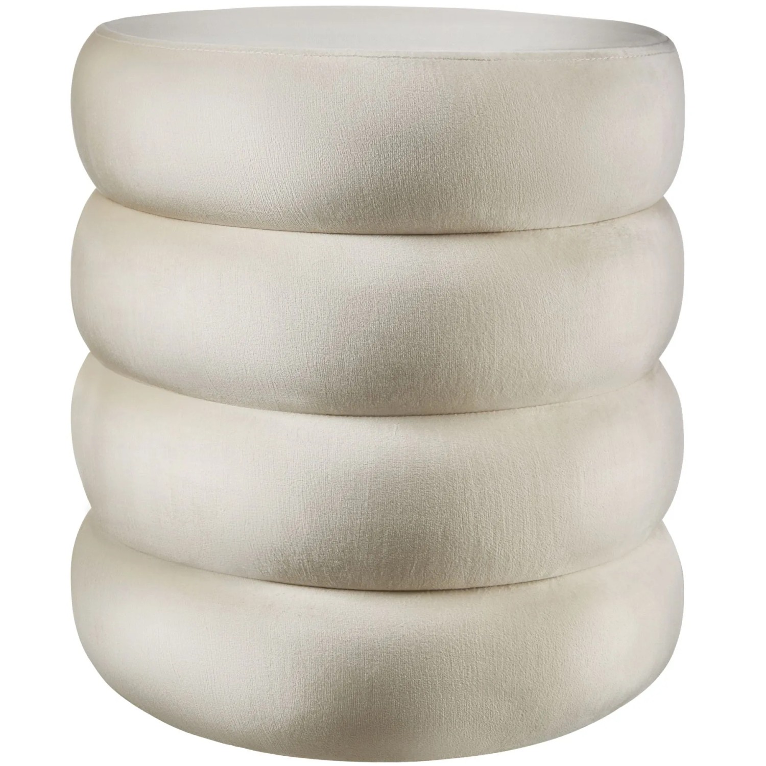 Tectake Sitzhocker Mit Stauraum Altu Rund 42 x 42 x 47 cm  42 x 42 x 47 cm Samtoptik Creme Weiß