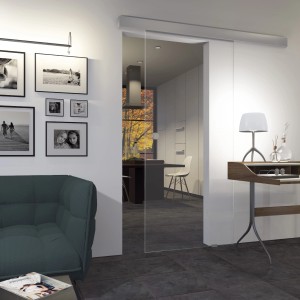 ESG Glasschiebetür Floatglas, 2060x940 mm, DIN links/rechts, für modernes Wohnen.