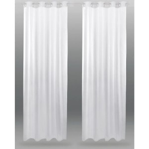 2er-Pack weiße Voile-Gardinen Noella, 140x145 cm, mit Ösen für Fenstervorhänge.