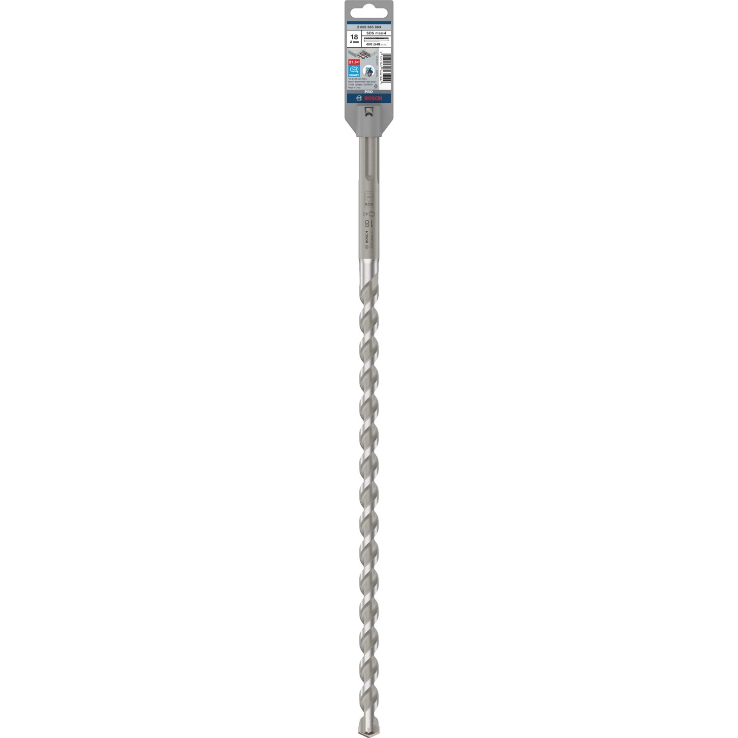 Bosch Hammerbohrer SDS max-4, 18x540mm, für Beton und Mauerwerk, mit 4-Schneidern.