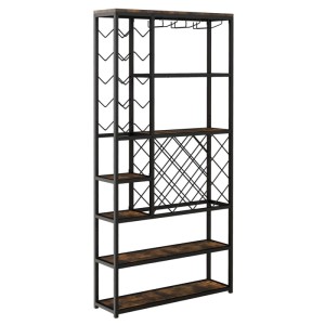 Costway Weinregal Metall 27 Flaschen Schwarz 81 x 23 x 166 cm