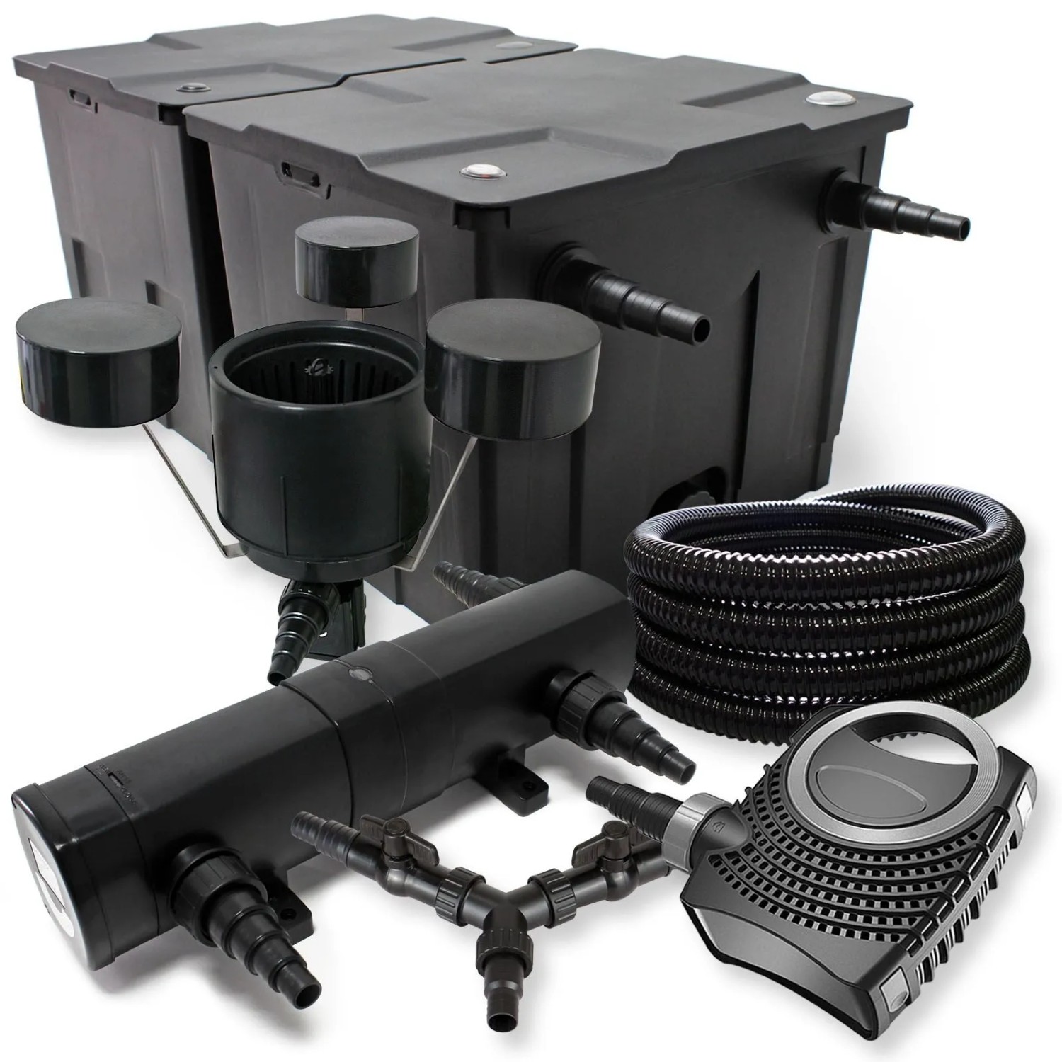 SunSun Filter Set 60000l Teich 36W Klärer NEO8000 70W Pumpe 25m Schlauch Skimmer