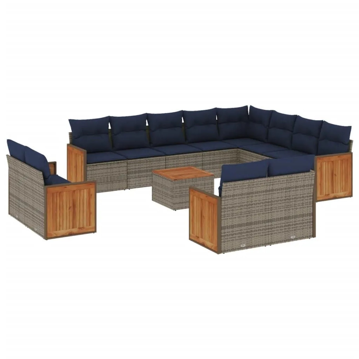 vidaXL 13-Tlg Gartensofa-Set mit Kissen Grau Polyrattan 3228203 günstig online kaufen