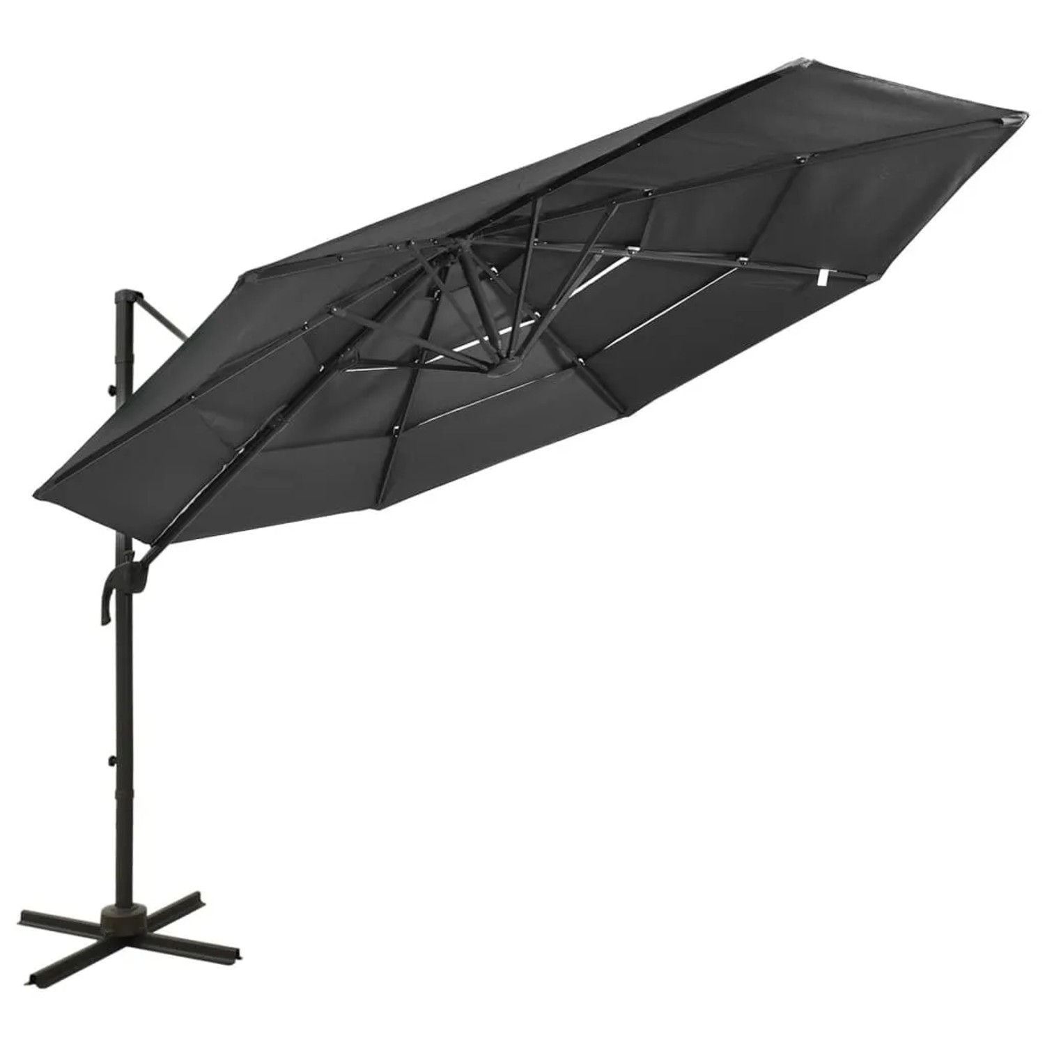 vidaXL Sonnenschirm mit Aluminium-Mast 4-Lagig Anthrazit 3x3 m 313830