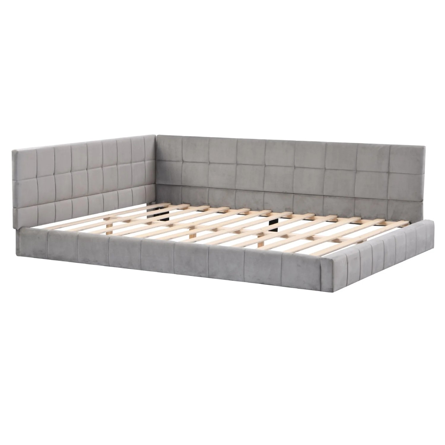 Merax Schlafsofa 140x200cm Samt Lattenrost Grau