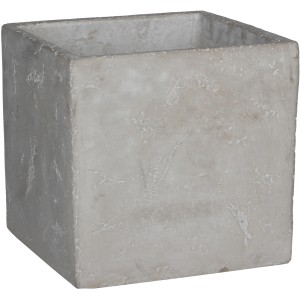 Hellgrauer Mica Pflanztopf Jimmy, 17x17 cm, aus Zement für den Innenbereich.
