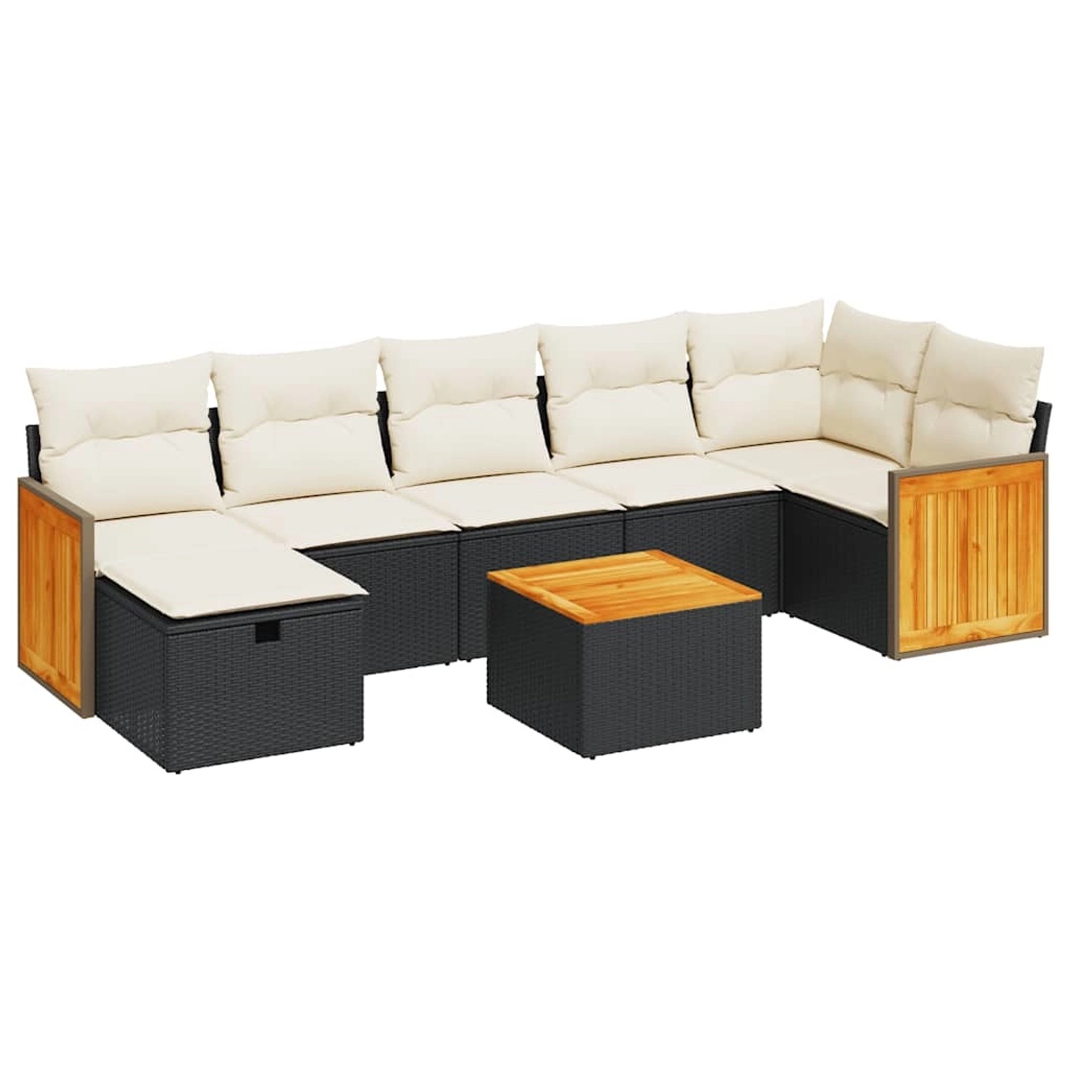 vidaXL 8-Tlg Garten-Sofagarnitur mit Kissen Schwarz Poly Rattan 3326046 günstig online kaufen