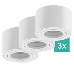 3er Set: Weiße Oktaplex Aufbauspots Lile S aus Aluminium für LED-Module, Deckenstrahler.