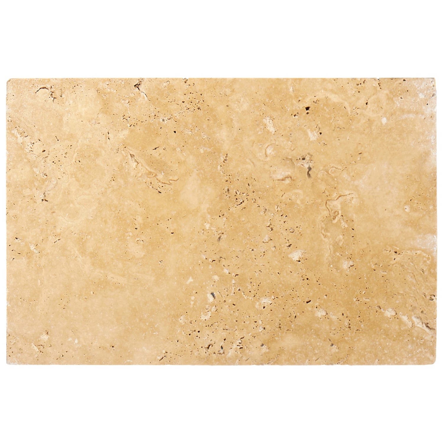 Bodenplatte Travertin Ivory Classic, gesägt und getrommelt, 40,6x61,6 cm. Naturstein für Terrasse und Gehwege.