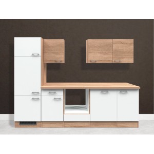 Flex-Well Küchenzeile Florida 280 cm in Sonoma Eiche-Weiß ohne E-Geräte.