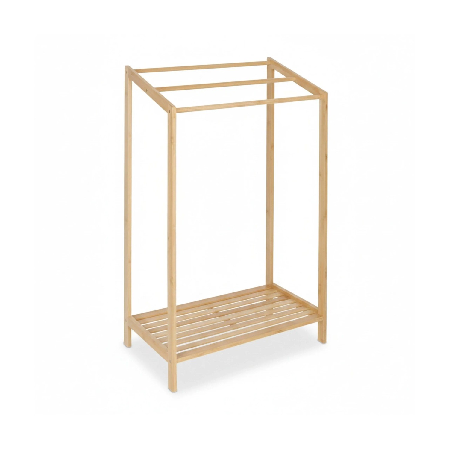 Relaxdays Handtuchständer Bambus Natur Freistehend 3 Stangen mit Ablage 86 cm x 52,5 cm x 32 cm 2,1 kg